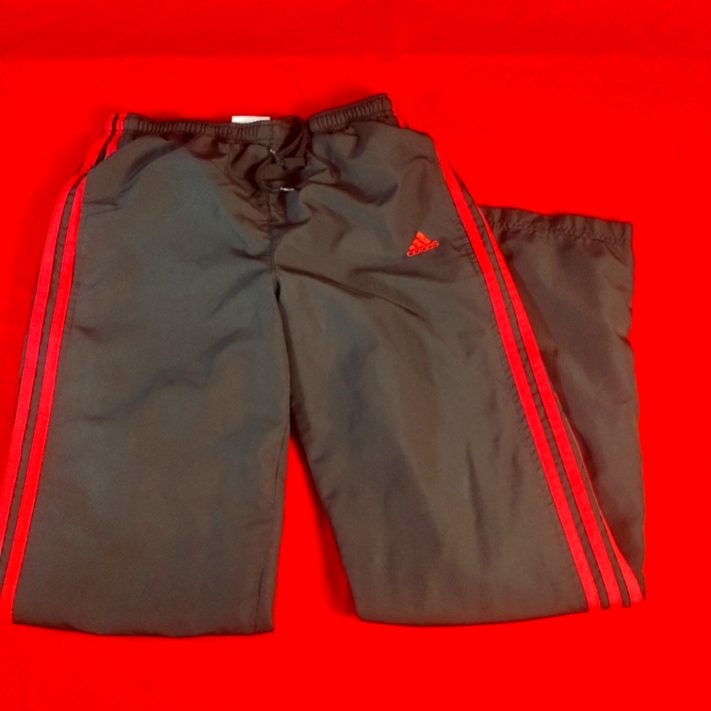 Adidas Mens Black Joggers with Red Stripes
